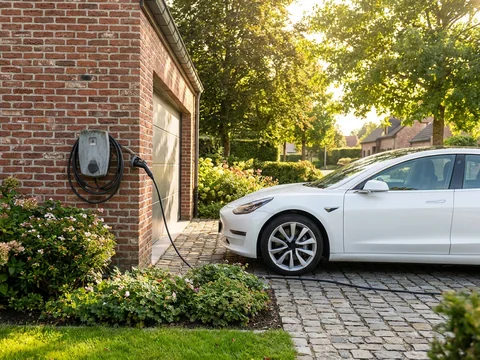Borne triphasee 11 kW installee dans un garage